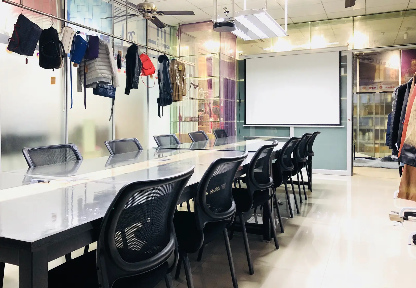Training and workshop setting for shop operations and AI content creation