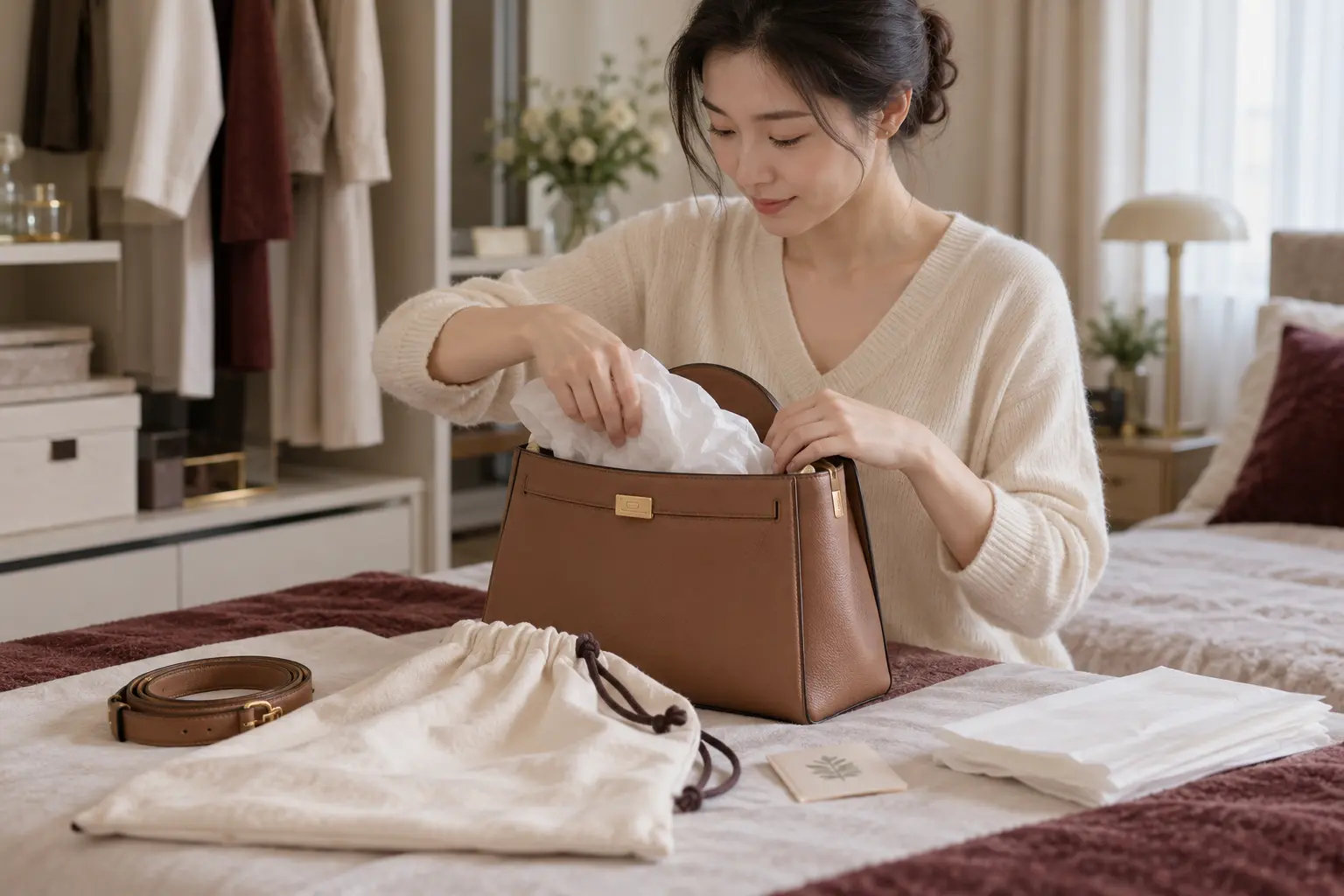 奢侈品包长期不用怎么存放？一套防潮、防压与定期检查清单的亚洲奢护实务场景图