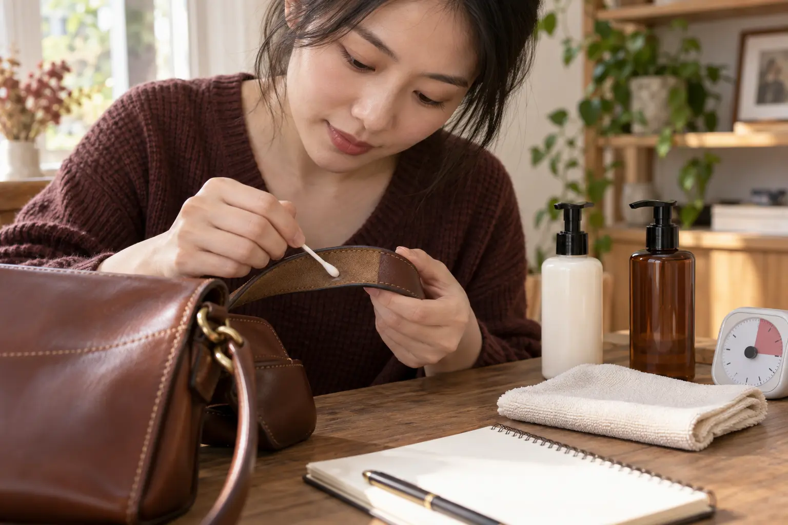 第一次使用皮革护理产品怎么做？小面积测试、用量和复查时间表的亚洲奢护实务场景图