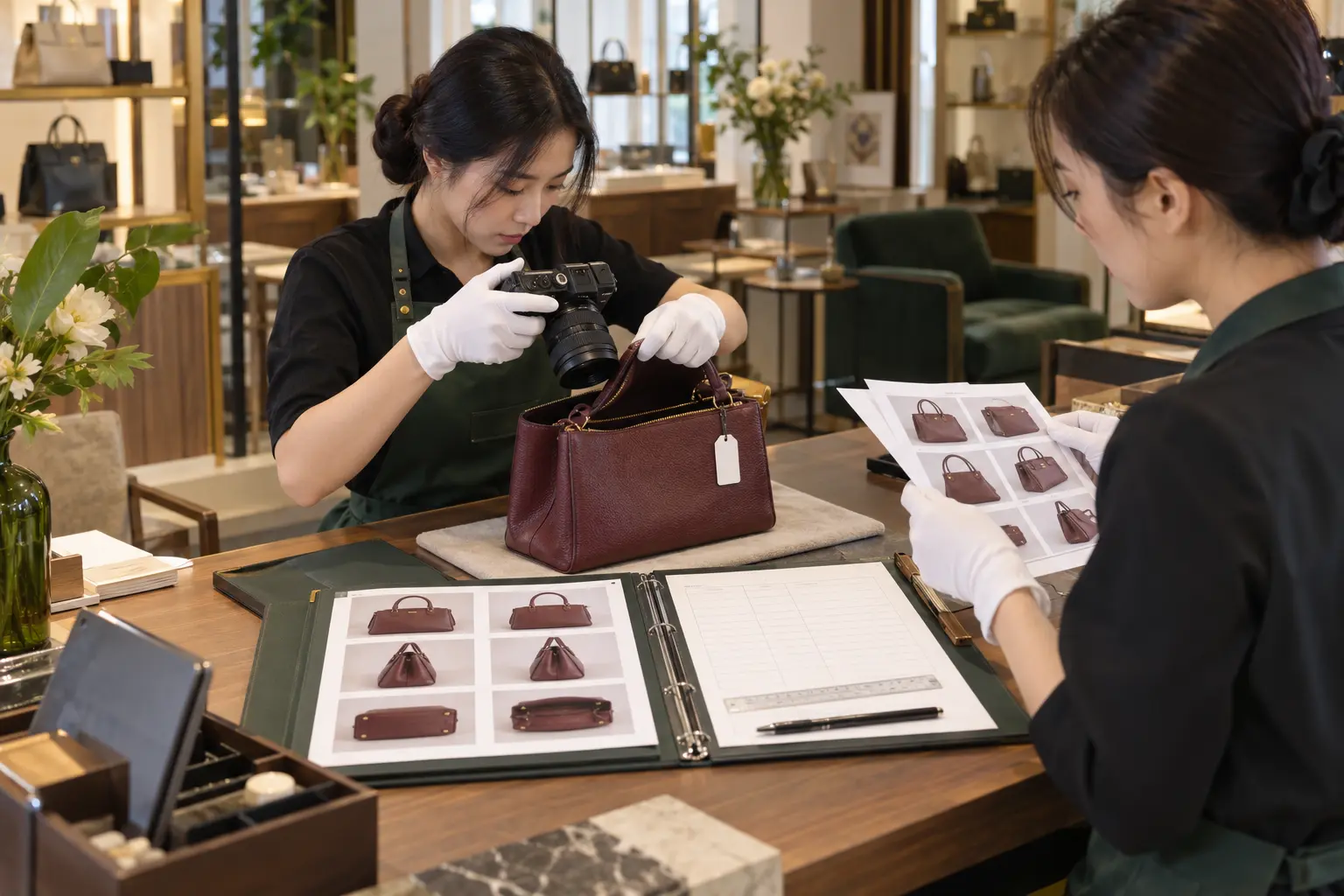 二奢收货后怎样建立一物一档?从六面拍摄到护理披露的操作表的亚洲奢护实务场景图