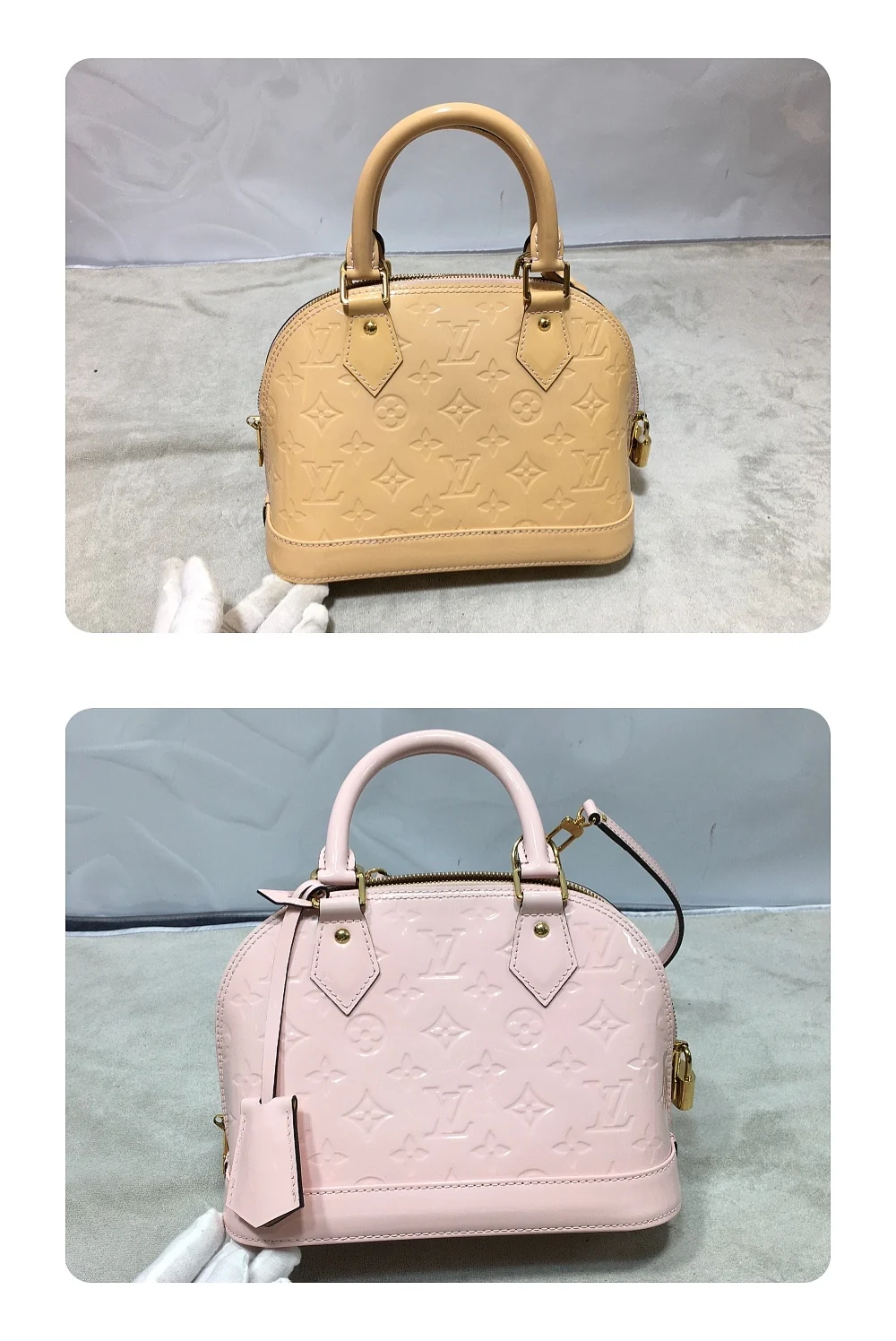 Patent leather handbag restoration before and after