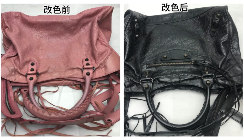 巴黎世家机车包油蜡皮改色工艺原稿配图